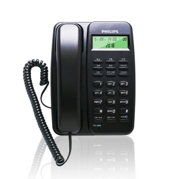 飞利浦（PHILIPS）电话机座机 固定电话 办公家用 免电池设计 来电显示 TD-2808 (黑色)