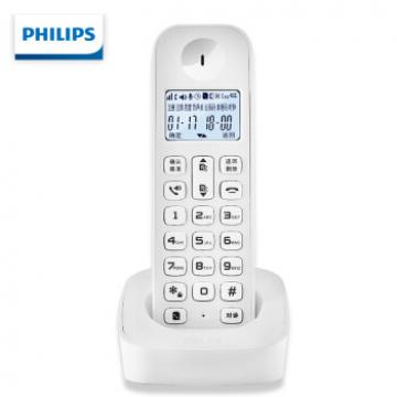 飞利浦 PHILIPS 数字无绳电话机/无线座机/单主机 白色屏幕背光 高清免提 家用办公 DCTG160（白色）