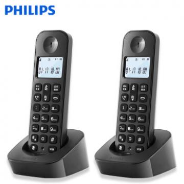 飞利浦 PHILIPS 数字无绳电话机/无线座机/子母机 内部对讲 三方通话 高清免提 家用办公 DCTG1602（黑色）