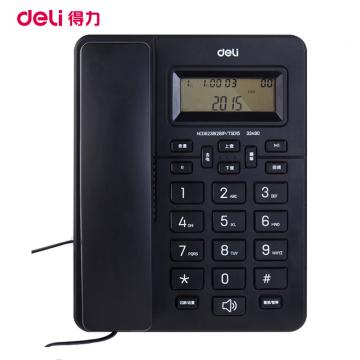 得力（deli)电话机座机 固定电话 办公家用 免提通话 大字按键 来电显示 33490黑