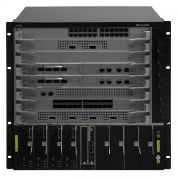 S7706增强引擎组合配置(含一体化总装机箱*1,SRUED主控板*2)/48端口十兆/百兆/千兆以太网电接口板(EC1,RJ45)1块/48端口百兆/千兆以太网光接口板(EC1,SFP)1块/光模块-eSFP-GE-单模模块(1310nm,10km,LC) 10块/800W交流电源模块(黑色) 2套/S7700基本软件, V200R021C00、 IPV6功能授权 1套/3 年原厂服务